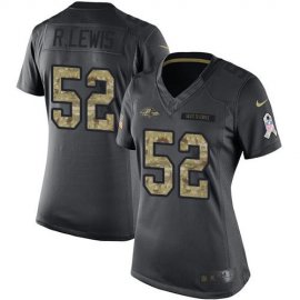 Nike Baltimore Ravens #52 Ray Lewis Black Womens Stitched NFL Limited 2016 Salute to Service Jersey