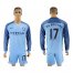 Manchester City #17 De Bruyne Home Long Sleeves Soccer Club Jersey