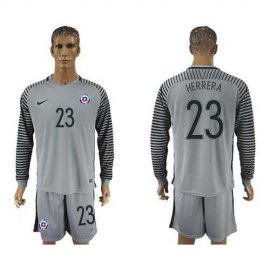 Chile #23 Herrera Grey Goalkeeper Long Sleeves Soccer Country Jersey