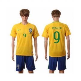 Brazil #9 Ronaldo Home Soccer Country Jersey