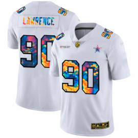 Dallas Cowboys #90 Demarcus Lawrence Mens White Nike Multi-Color 2020 NFL Crucial Catch Limited NFL Jersey