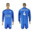 Leicester City #4 Drinkwater Home Long Sleeves Soccer Country Jersey