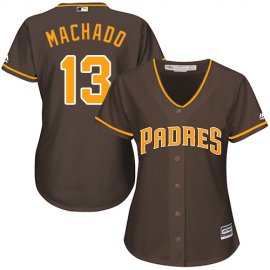 San Diego Padres #13 Manny Machado Brown Alternate Womens Stitched MLB Jersey