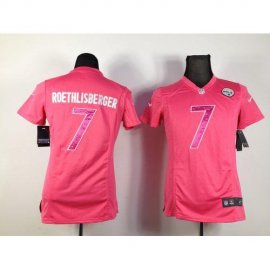 Nike Pittsburgh Steelers #7 Ben Roethlisberger Pink Sweetheart Womens Stitched NFL Elite Jersey