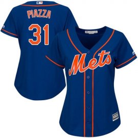 New York Mets #31 Mike Piazza Blue Alternate Womens Stitched MLB Jersey