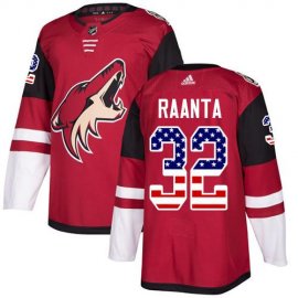 Adidas Arizona Coyotes #32 Antti Raanta Maroon Home Authentic USA Flag Stitched NHL Jersey