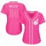 Cleveland Indians #24 Andrew Miller Pink Fashion Womens Stitched MLB Jersey