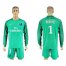 Paris Saint-Germain #1 Douchez Green Goalkeeper Long Sleeves Soccer Club Jersey