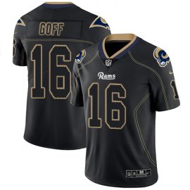 Nike Los Angeles Rams #16 Jared Goff Lights Out Black Mens Stitched NFL Limited Rush Jersey