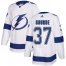 Adidas Tampa Bay Lightning #37 Yanni Gourde White Road Authentic Stitched Youth NHL Jersey