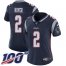 Nike New England Patriots #2 Brian Hoyer Navy Blue Team Color Womens Stitched NFL 100th Season Vapor Untouchable Limited Jersey