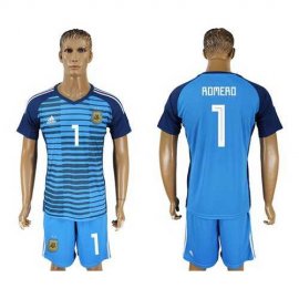 Argentina #1 Romero Blue Goalkeeper Soccer Country Jersey