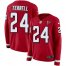 Nike Atlanta Falcons #24 A.J. Terrell Red Team Color Womens Stitched NFL Limited Therma Long Sleeve Jersey
