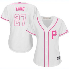 Pittsburgh Pirates #27 Jung-ho Kang White/Pink Fashion Womens Stitched MLB Jersey