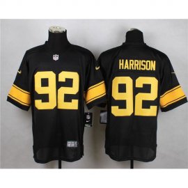 Nike Pittsburgh Steelers #92 James Harrison Black(Gold No.) Mens Stitched NFL Elite Jersey