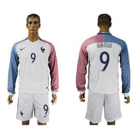 France #9 Giroud Away Long Sleeves Soccer Country Jersey