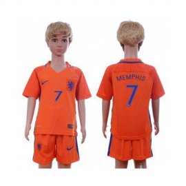 Holland #7 Memphis Home Kid Soccer Country Jersey