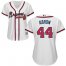 Atlanta Braves #44 Hank Aaron White Home Womens Stitched MLB Jersey