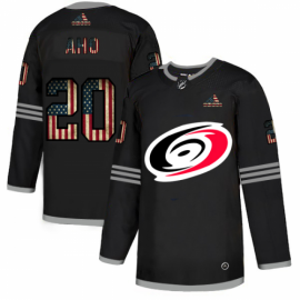 Carolina Hurricanes #20 Sebastian Aho Adidas Mens Black USA Flag Limited NHL Jersey?