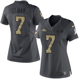 Nike Denver Broncos #7 John Elway Black Womens Stitched NFL Limited 2016 Salute to Service Jersey