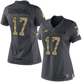 Nike Philadelphia Eagles #17 Harold Carmichael Black Womens Stitched NFL Limited 2016 Salute to Service Jersey