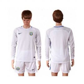 Brazil Blank White Goalkeeper Long Sleeves Soccer Country Jersey