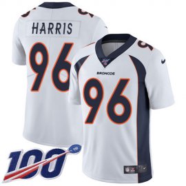 Nike Denver Broncos #96 Shelby Harris White Mens Stitched NFL 100th Season Vapor Untouchable Limited Jersey