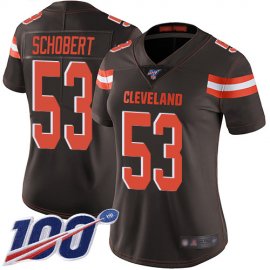 Nike Cleveland Browns #53 Joe Schobert Brown Team Color Womens Stitched NFL 100th Season Vapor Limited Jersey