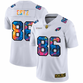 Philadelphia Eagles #86 Zach Ertz Mens White Nike Multi-Color 2020 NFL Crucial Catch Limited NFL Jersey