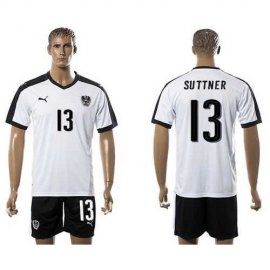 Austria #13 Suttner White Away Soccer Country Jersey