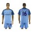 Manchester City #16 Kun Aguero Home Soccer Club Jersey