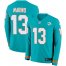 Nike Miami Dolphins #13 Dan Marino Aqua Green Team Color Mens Stitched NFL Limited Therma Long Sleeve Jersey