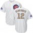 Chicago Cubs #12 Kyle Schwarber White(Blue Strip) 2017 Gold Program Cool Base Stitched Youth MLB Jersey