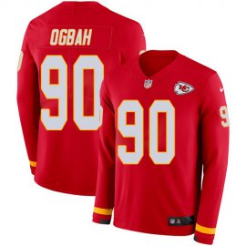 Nike Kansas City Chiefs #90 Emmanuel Ogbah Red Team Color Mens Stitched NFL Limited Therma Long Sleeve Jersey