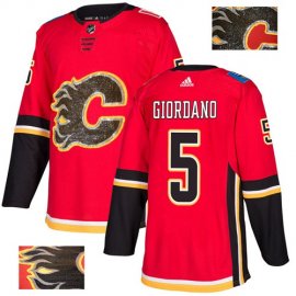 Adidas Calgary Flames #5 Mark Giordano Red Home Authentic Fashion Gold Stitched NHL Jersey