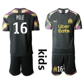 Marseille #16 Pele Black Goalkeeper Kid Soccer Club Jersey