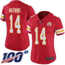 Nike Kansas City Chiefs #14 Sammy Watkins Red Team Color Womens Stitched NFL 100th Season Vapor Limited Jersey