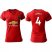 Womens Manchester United #4 Jones Red Home Soccer Club Jersey