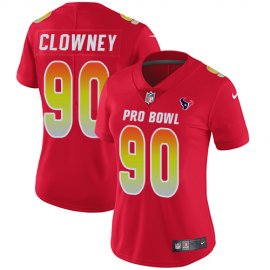 Nike Houston Texans #90 Jadeveon Clowney Red Womens Stitched NFL Limited AFC 2019 Pro Bowl Jersey