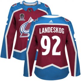 Adidas Colorado Avalanche #92 Gabriel Landeskog Burgundy Womens 2022 Stanley Cup Champions Burgundy Home Authentic Stitched NHL Jersey Womens