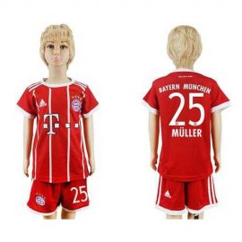 Bayern Munchen #25 Muller Home Kid Soccer Club Jersey