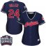 Cleveland Indians #24 Andrew Miller Navy Blue 2016 World Series Bound Womens Alternate Stitched MLB Jersey