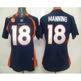 Nike Denver Broncos #18 Peyton Manning Blue Alternate With C Patch Womens Stitched NFL Elite Jersey