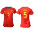 Womens Spain #5 Sergio Red Home Soccer Country Jersey