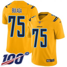 Nike Los Angeles Chargers #75 Bryan Bulaga Gold Mens Stitched NFL Limited Inverted Legend 100th Season Jersey