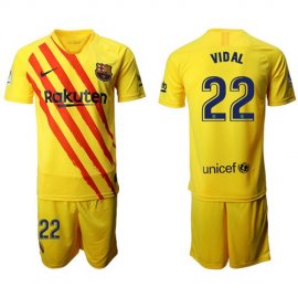 Barcelona #22 Vidal Yellow Soccer Club Jersey