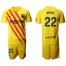 Barcelona #22 Vidal Yellow Soccer Club Jersey
