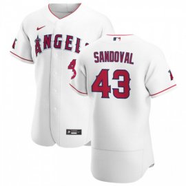 Los Angeles Angels #43 Patrick Sandoval Mens Nike White Home 2020 Authentic Player MLB Jersey