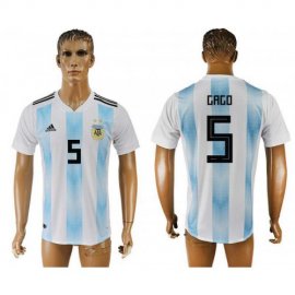 Argentina 5 GAGO Home 2018 FIFA World Cup Thailand Soccer Jersey