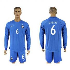 France #6 Cabaye Home Long Sleeves Soccer Country Jersey
